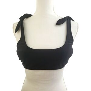 Xhilaration Bikini Top Size Large in Black Fully Adjustable Shoulder Ties